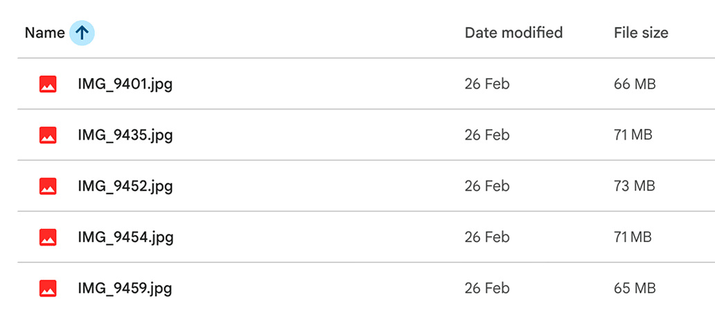 Google Drive file list view before switching to a more visual browser